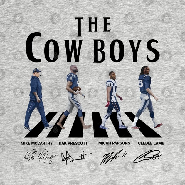 Cowboys Walking Abbey Road Signatures Football by Emilied